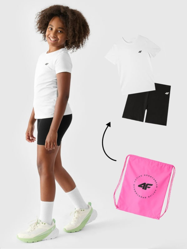 Conjunto F019 (T-shirt + Calções + Saco) para Rapariga - Multicolorido - 4FJWAW24TAPSF019 