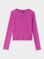Camisola De Manga Comprida Justa Lisa Para Rapariga - Cor-de-Rosa- 4FJWAW24TLONF292      
