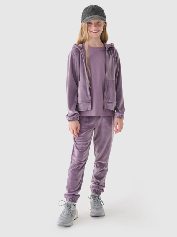 Calças Fato de Treino de Veludo para Menina - Roxo/Violeta - 4FJWAW24TTROF753 