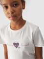 T-shirt de menina com estampado - branco 4FJWAW24TTSHF1545 Branco - 4FJWAW24TTSHF1545-11S