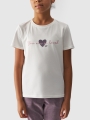 T-shirt de menina com estampado - branco 4FJWAW24TTSHF1545 Branco - 4FJWAW24TTSHF1545-11S