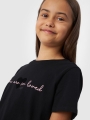 T-shirt de menina com estampado - preto 4FJWAW24TTSHF1545 preto - 4FJWAW24TTSHF1545-20S