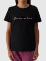 T-shirt de menina com estampado - preto 4FJWAW24TTSHF1545 preto - 4FJWAW24TTSHF1545-20S