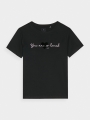 T-shirt de menina com estampado - preto 4FJWAW24TTSHF1545 preto - 4FJWAW24TTSHF1545-20S