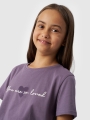 T-shirt de menina com estampado - roxo 4FJWAW24TTSHF1545 violeta - 4FJWAW24TTSHF1545-51S