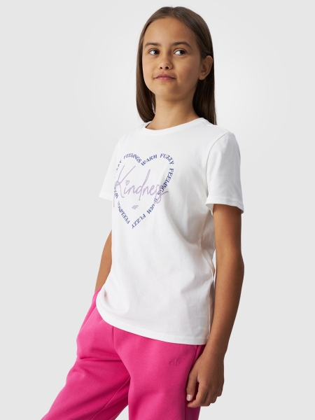 T-shirt de menina com estampado - off-white 4FJWAW24TTSHF1547 Branco - 4FJWAW24TTSHF1547-11S