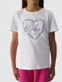 T-shirt de menina com estampado - off-white 4FJWAW24TTSHF1547 Branco - 4FJWAW24TTSHF1547-11S