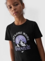 T-shirt de menina com estampado - preto 4FJWAW24TTSHF1548 preto - 4FJWAW24TTSHF1548-20S