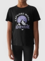 T-shirt de menina com estampado - preto 4FJWAW24TTSHF1548 preto - 4FJWAW24TTSHF1548-20S