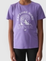 T-shirt de menina com estampado - roxo 4FJWAW24TTSHF1548 violeta - 4FJWAW24TTSHF1548-51S