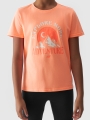 T-shirt de menina com estampado - salmão 4FJWAW24TTSHF1548 laranja - 4FJWAW24TTSHF1548-64N