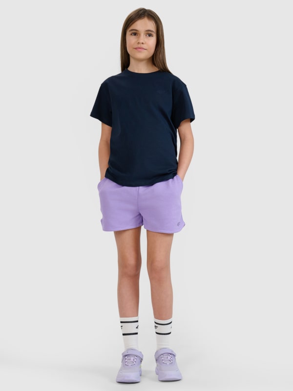 T-shirt lisa de menina - azul marinho 4FJWMM00TTSHF2332 azul marinho