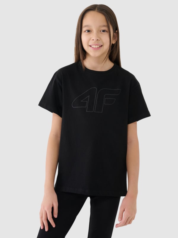 T-shirt oversized com estampado para rapariga - preto 4FJWMM00TTSHF2333 preto