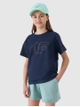 T-shirt oversized com estampado para rapariga - azul marinho 4FJWMM00TTSHF2333 azul marinho