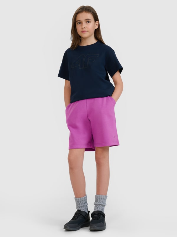 T-shirt oversized com estampado para rapariga - azul marinho 4FJWMM00TTSHF2333 azul marinho