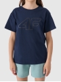 T-shirt oversized com estampado para rapariga - azul marinho 4FJWMM00TTSHF2333 azul marinho