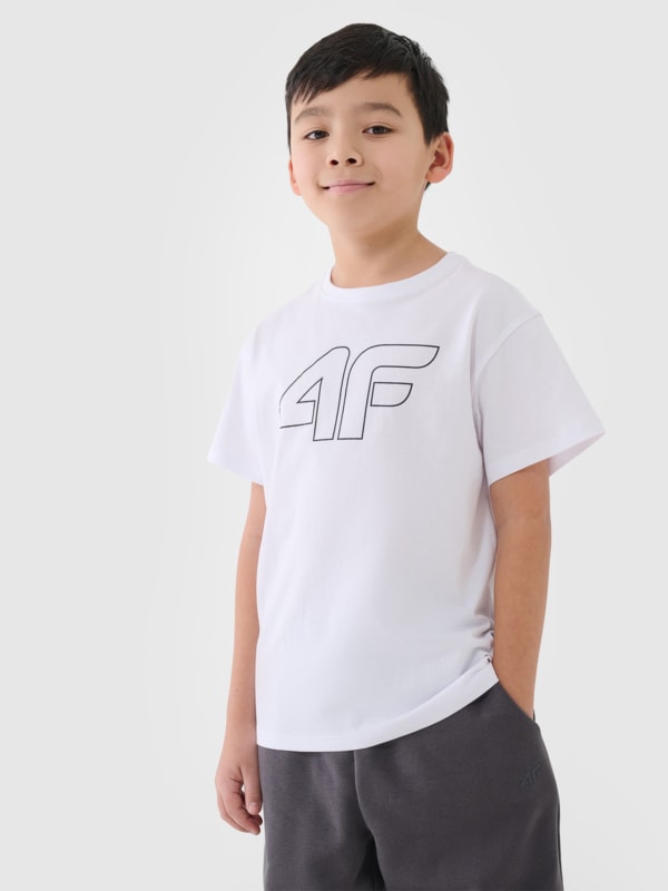 T-shirt estampada para rapaz - Branco 4FJWMM00TTSHM2331 Branco