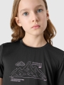 T-shirt de trekking slim para rapariga com estampado - preto 4FJWSS25TFTSF1199 preto