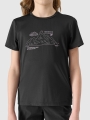 T-shirt de trekking slim para rapariga com estampado - preto 4FJWSS25TFTSF1199 preto