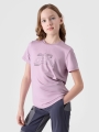 T-shirt de trekking slim para rapariga com estampado - rosa 4FJWSS25TFTSF1199 rosa