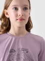 T-shirt de trekking slim para rapariga com estampado - rosa 4FJWSS25TFTSF1199 rosa
