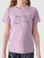 T-shirt de trekking slim para rapariga com estampado - rosa 4FJWSS25TFTSF1199 rosa