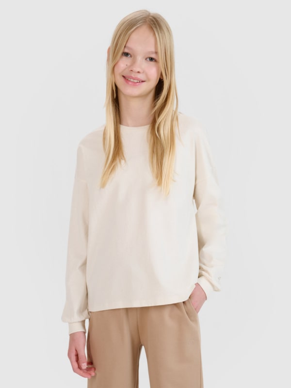 Manga comprida oversize lisa feminina - bege 4FJWSS25TLONF377 Bege