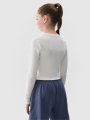 Camisola De Manga Comprida Justa Lisa Para Rapariga - Branco - 4FJWSS25TLONF430       