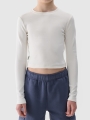 Camisola De Manga Comprida Justa Lisa Para Rapariga - Branco - 4FJWSS25TLONF430       