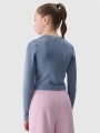 Camisola De Manga Comprida Justa Lisa Para Rapariga - Azul Marinho - 4FJWSS25TLONF430       