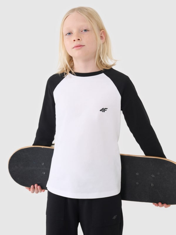 Manga comprida lisa regular para rapaz - branco 4FJWSS25TLONM420 Branco