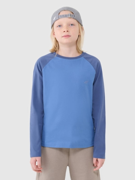 Manga comprida lisa regular para rapaz - azul 4FJWSS25TLONM420 azul