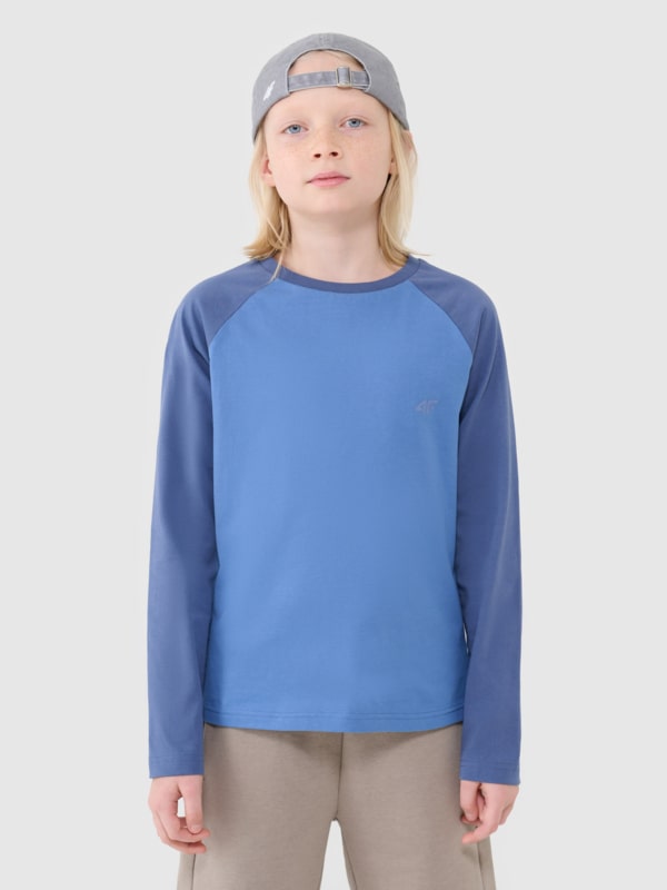 Manga comprida lisa regular para rapaz - azul 4FJWSS25TLONM420 azul
