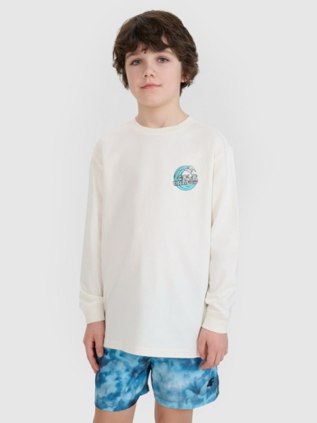 Manga comprida oversize para rapaz com estampado - branco 4FJWSS25TLONM435 Branco