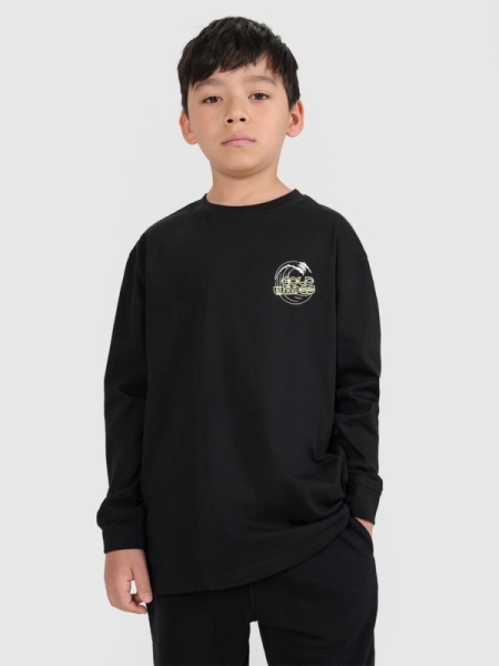 Manga comprida oversize com estampado - branco 4FJWSS25TLONM435 preto