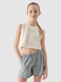 Top curto de tamanho grande para rapariga com estampado - branco 4FJWSS25TSLEF112 Branco