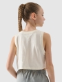 Top curto de tamanho grande para rapariga com estampado - branco 4FJWSS25TSLEF112 Branco