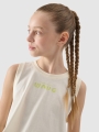 Top curto de tamanho grande para rapariga com estampado - branco 4FJWSS25TSLEF112 Branco