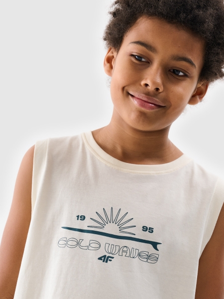 T-shirt de alças para rapaz com estampado - branco 4FJWSS25TSLEM163 Branco
