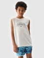 T-shirt de alças para rapaz com estampado - branco 4FJWSS25TSLEM163 Branco