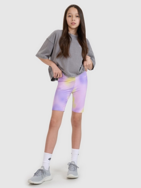 Leggings de ciclismo em malha para rapariga - roxo 4FJWSS25TSTIF011 violeta
