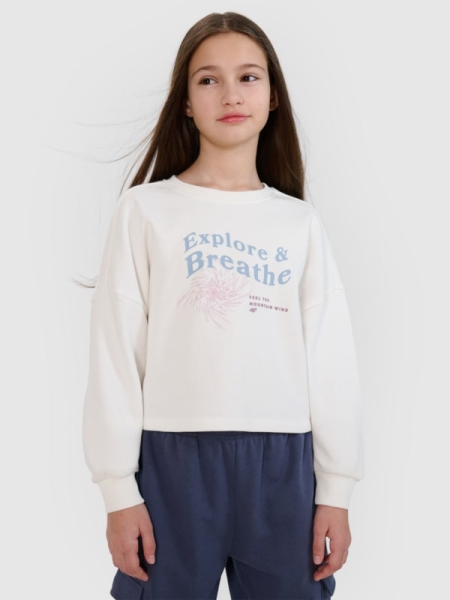 Sweatshirt para Rapariga - Branco - 4FJWSS25TSWSF1483         
