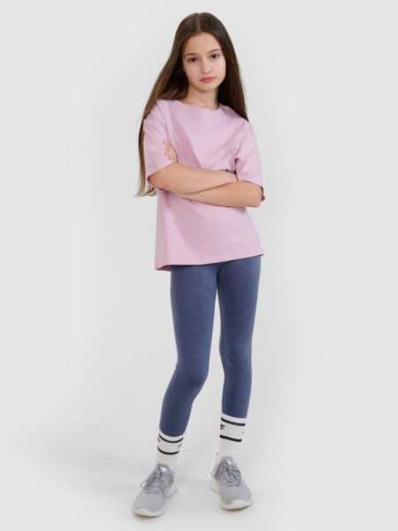 Leggings de malha para rapariga - azul marinho 4FJWSS25TTIGF221 azul marinho