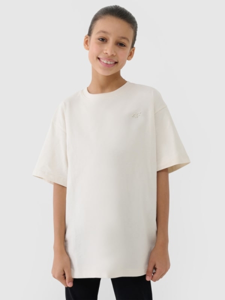 T-shirt lisa oversize para rapariga - bege 4FJWSS25TTSHF1851 Bege