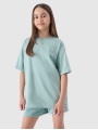 T-shirt lisa oversize para rapariga - turquesa 4FJWSS25TTSHF1851 turquesa