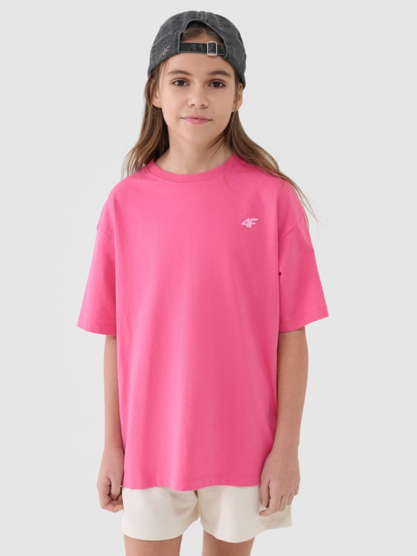 T-shirt lisa oversize para rapariga - rosa 4FJWSS25TTSHF1851 rosa