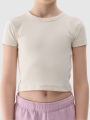 T-shirt slim crop-top lisa para rapariga - bege 4FJWSS25TTSHF1852 Bege