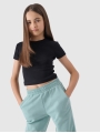 T-shirt slim crop-top lisa para rapariga - preto 4FJWSS25TTSHF1852 preto