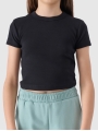 T-shirt slim crop-top lisa para rapariga - preto 4FJWSS25TTSHF1852 preto