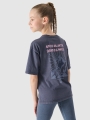 T-shirt oversize para rapariga com estampado - cinzento 4FJWSS25TTSHF1853 cinzento
